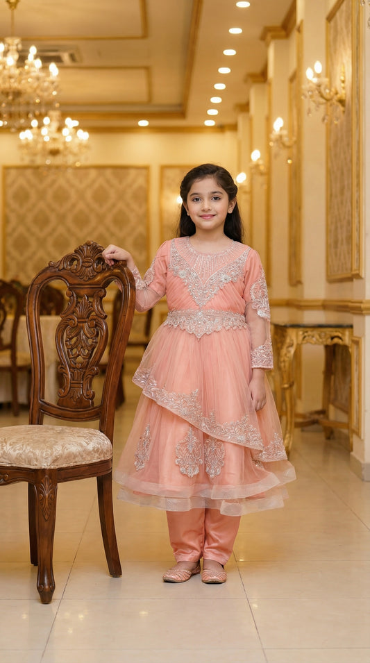 Peach Blossom Tiered Festive Frock
