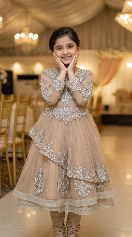 Mocha Regal Tiered Net Frock