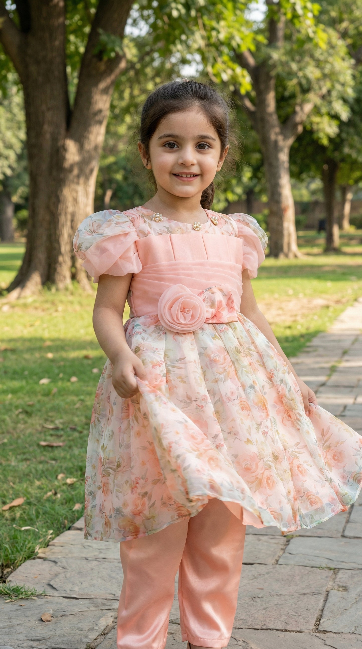 Regal Rose Tiered Floral Imported Tissue Frock