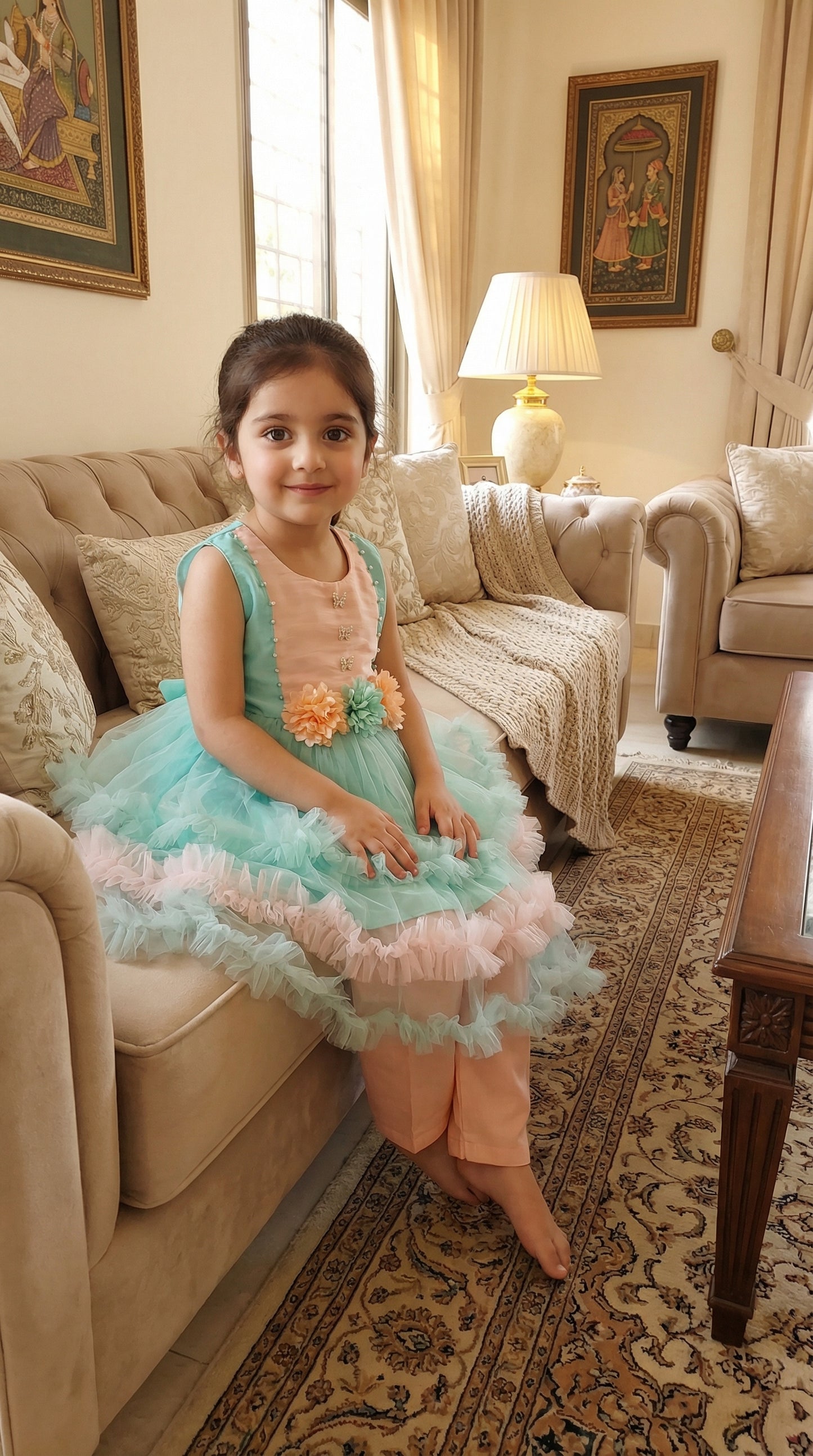 Bella Butterfly Ruffled Net Frock