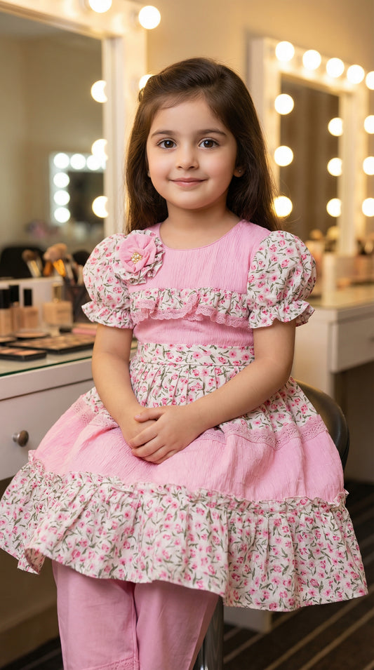 Flora Whisper Tiered Chiffon Ensemble Frock