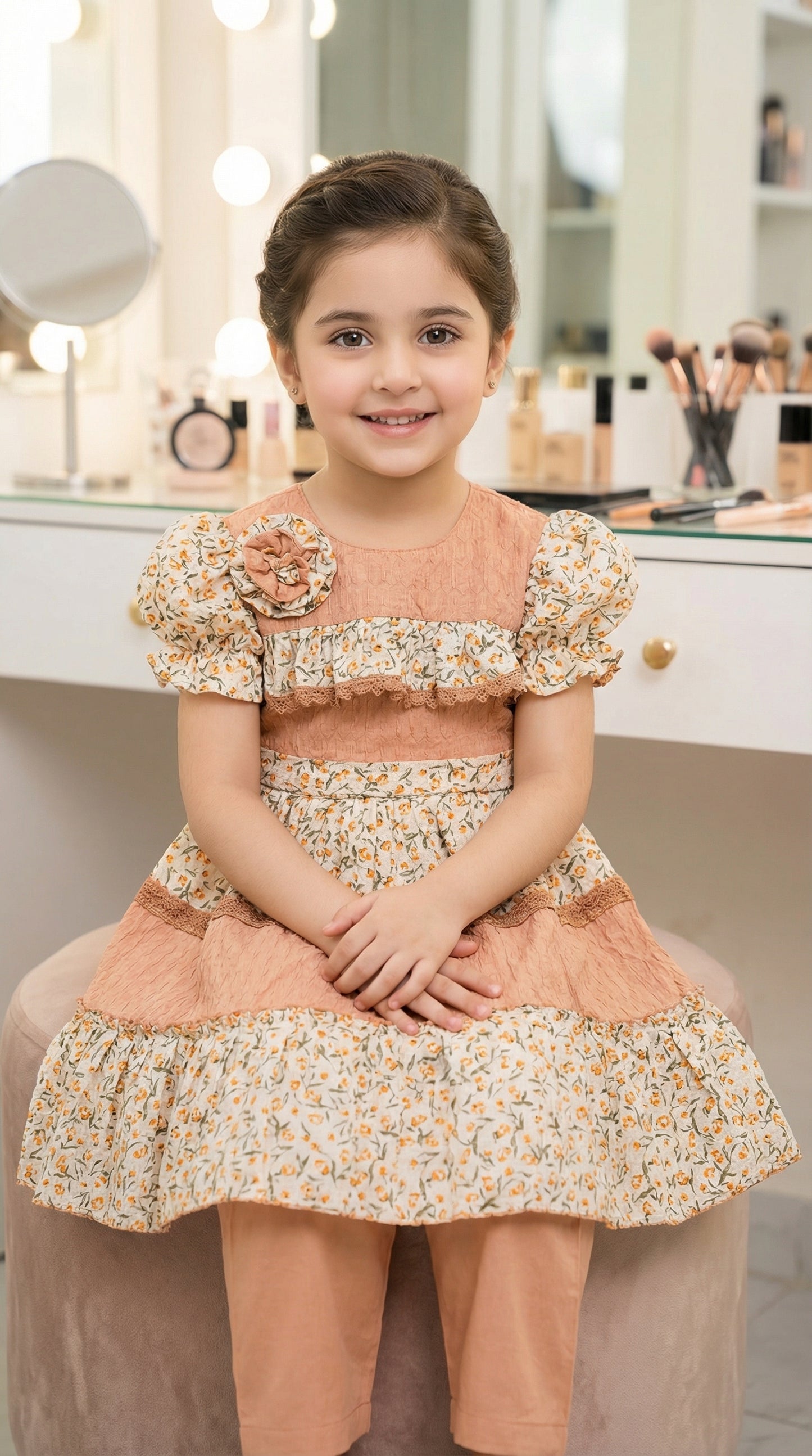 Petals & Pleats Tiered Chiffon Frock