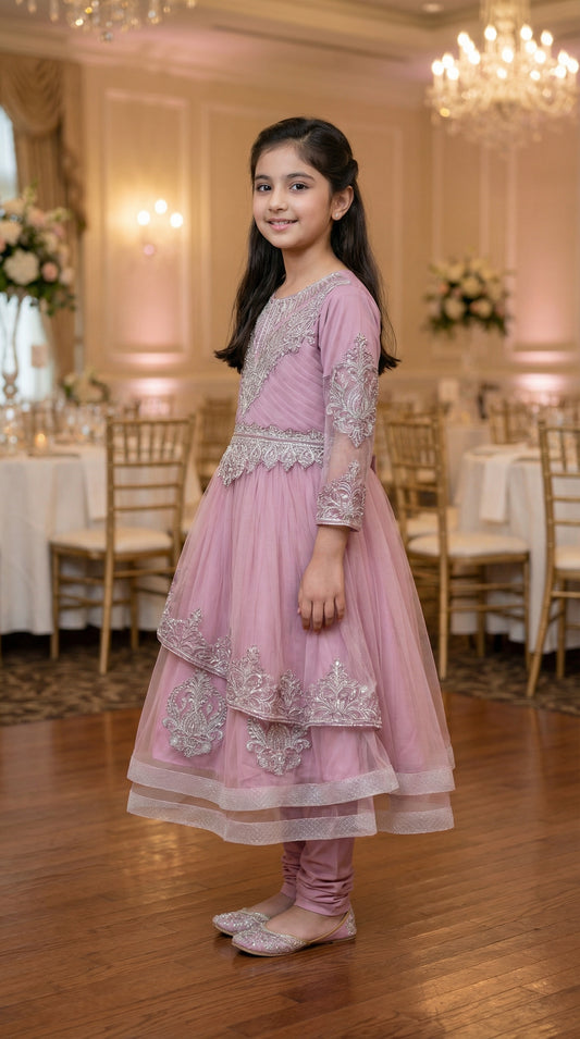 Blossom Rose Embroidered Tiered Frock