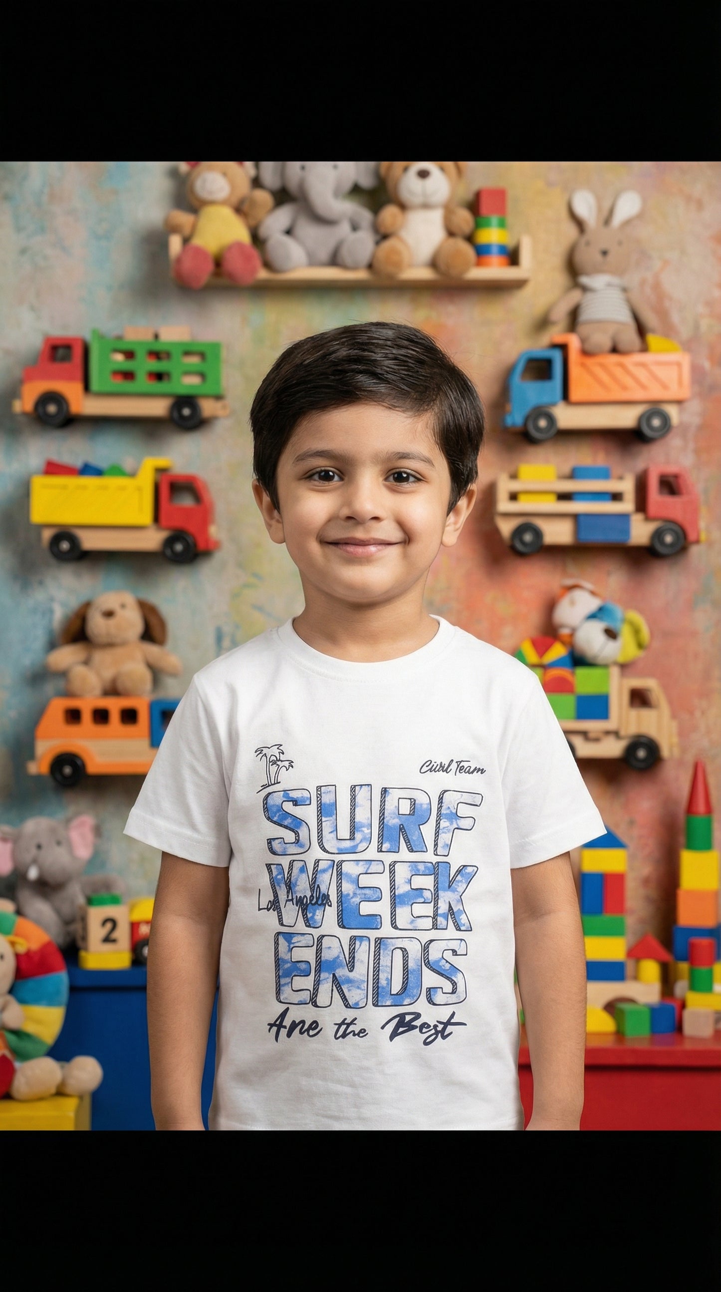 Boys Premium "Paradise & Surf" Graphic Tee – Soft Cotton Blend