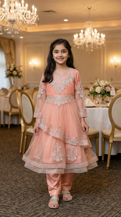 Peach Blossom Tiered Festive Frock