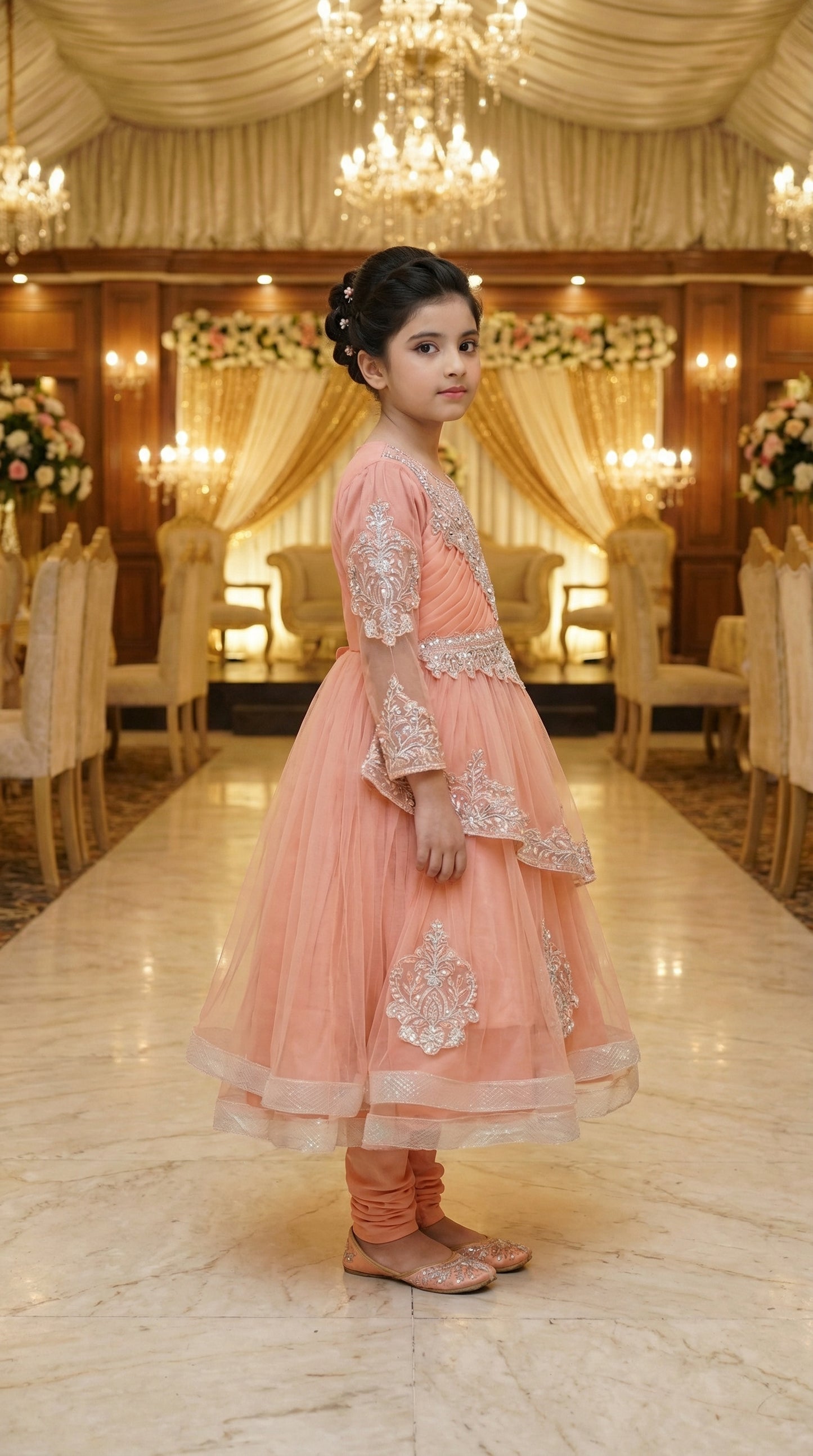 Peach Blossom Tiered Festive Frock
