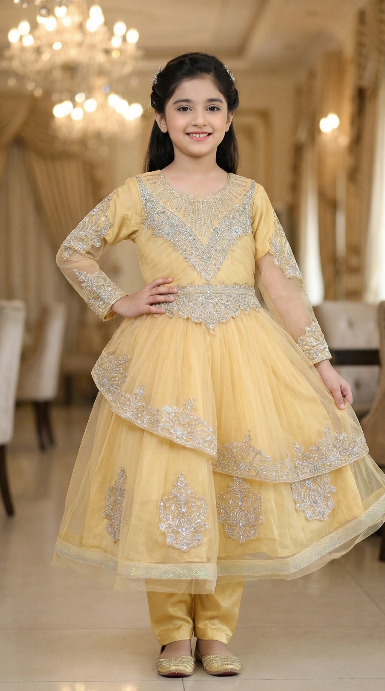 Saffron Glow & Peach Nectar Tiered Frocks