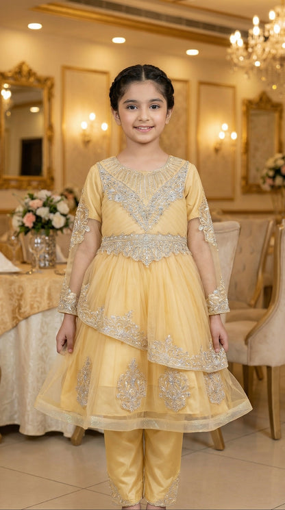 Saffron Glow & Peach Nectar Tiered Frocks