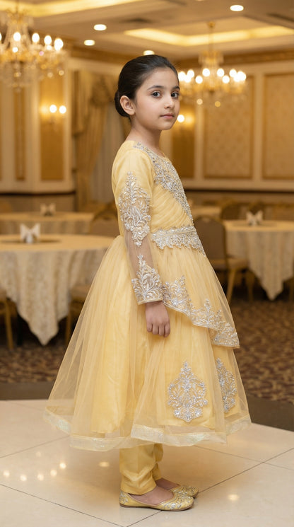 Saffron Glow & Peach Nectar Tiered Frocks