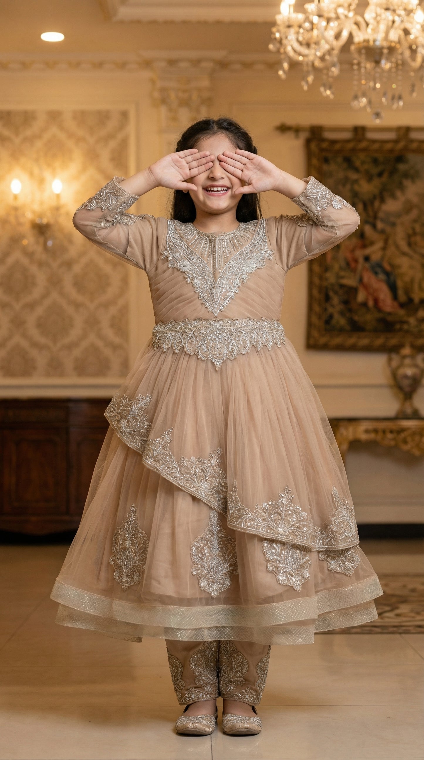 Mocha Regal Tiered Net Frock