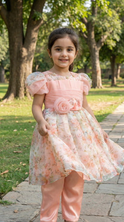 Regal Rose Tiered Floral Imported Tissue Frock