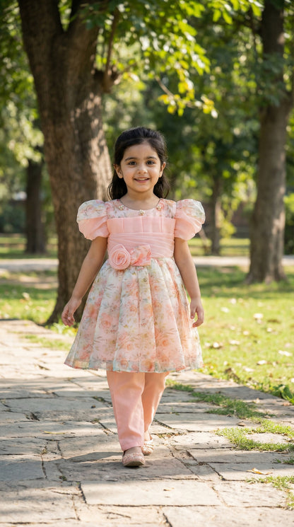 Regal Rose Tiered Floral Imported Tissue Frock