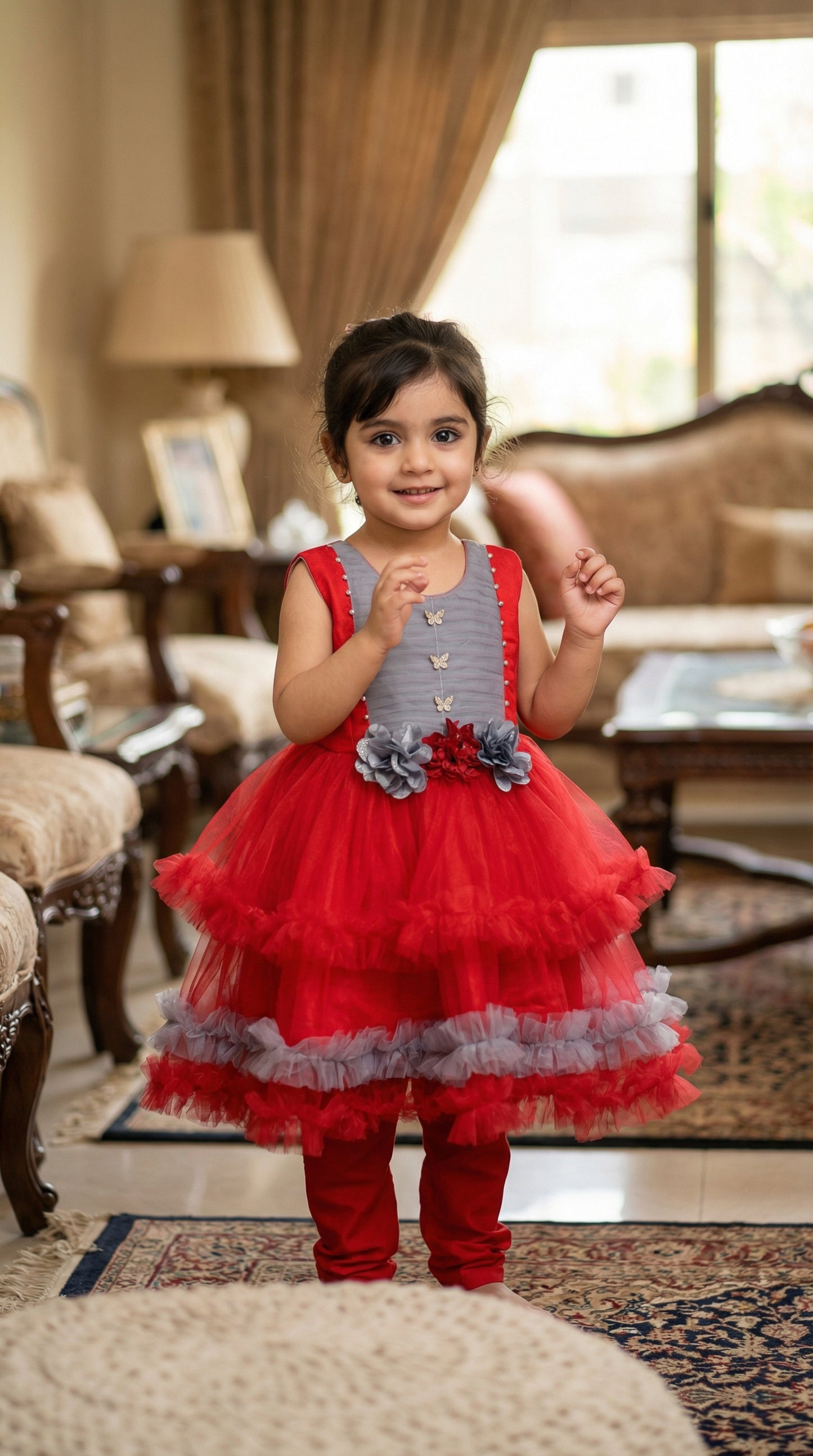 Whimsical Butterfly Ruffle Net Frock