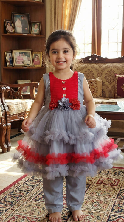 Butterfly Ruffle Dream Net Ensemble Frock