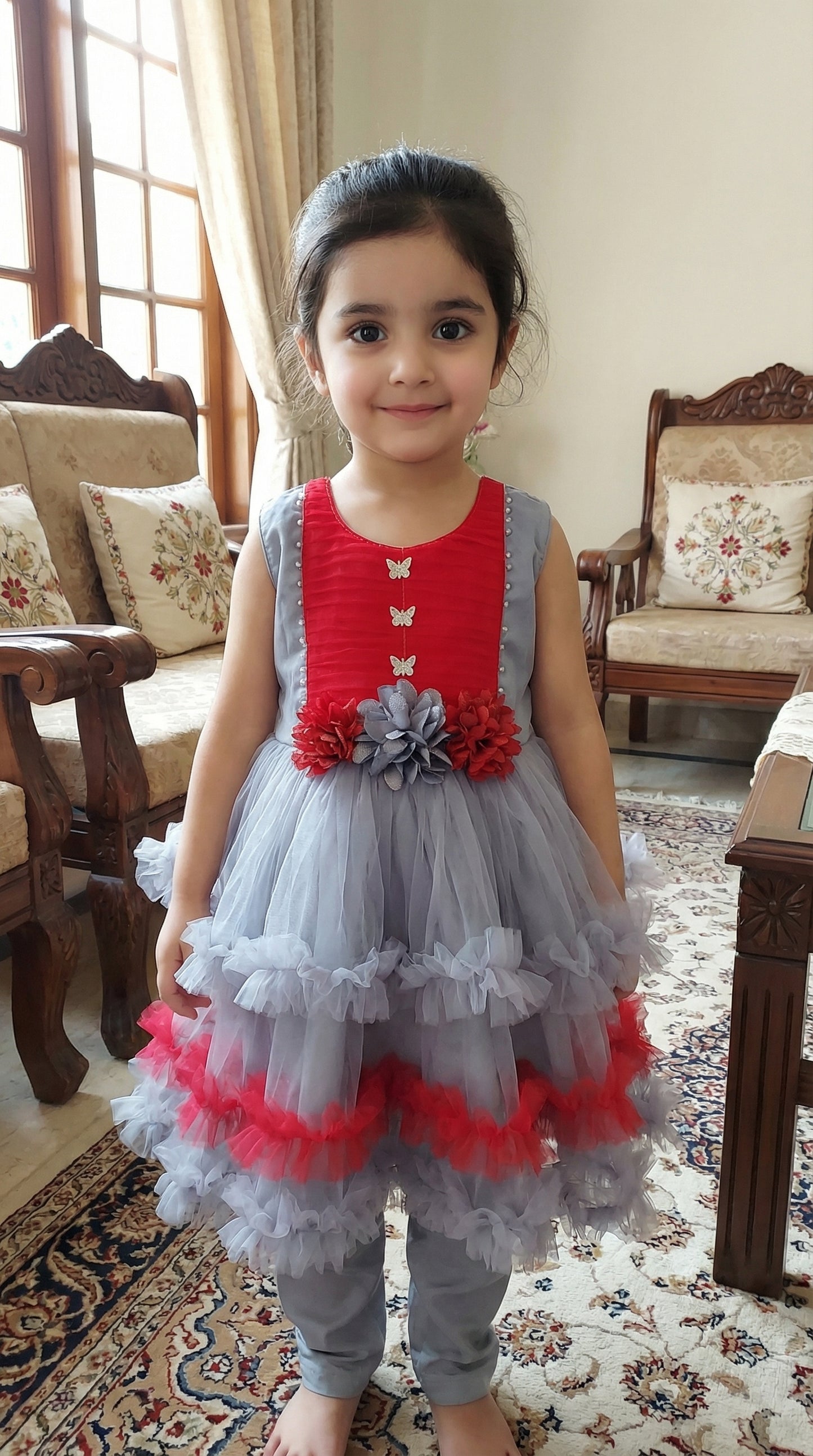 Butterfly Ruffle Dream Net Ensemble Frock