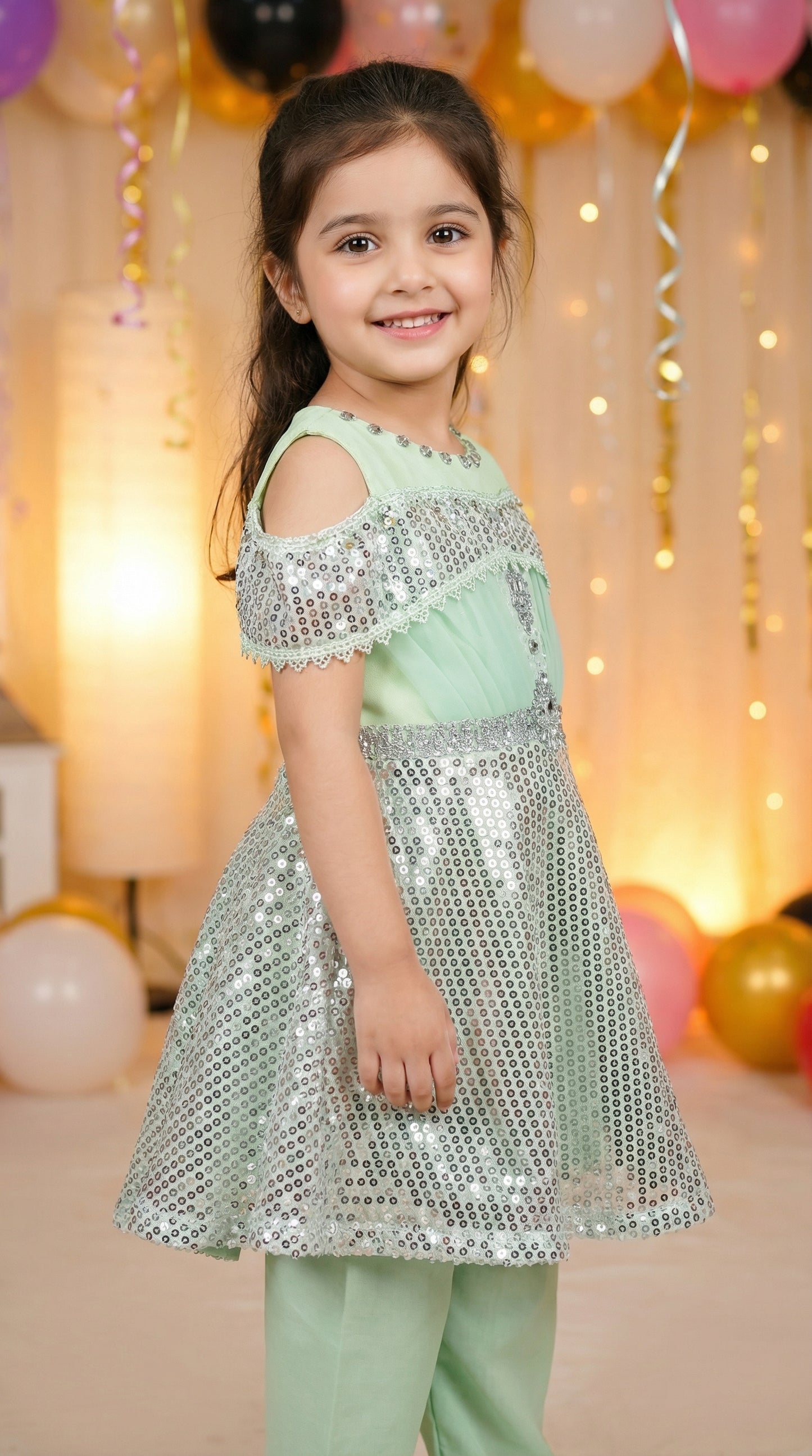 Starlight Sequin Cold-Shoulder Ensemble Frock