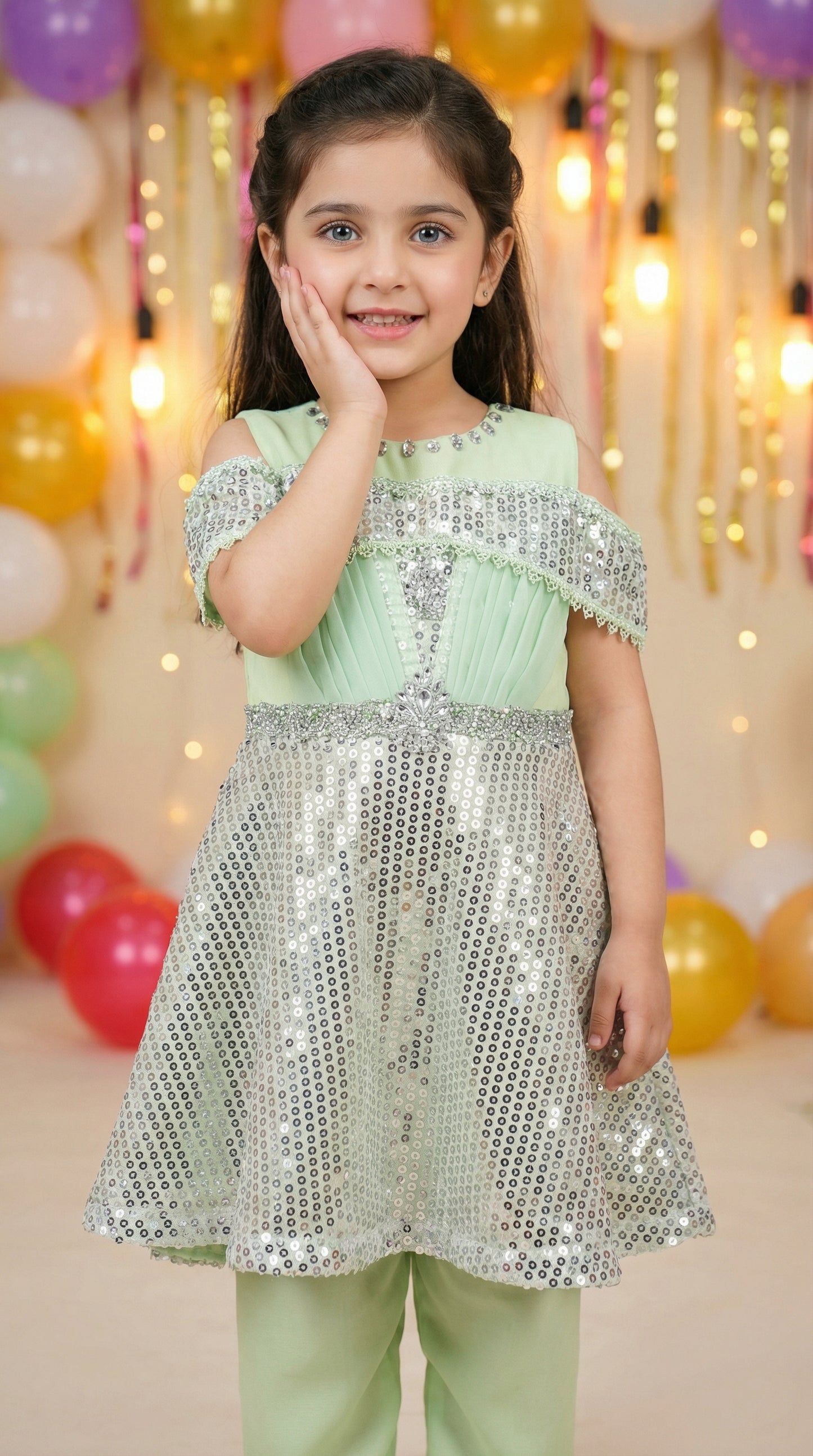 Starlight Sequin Cold-Shoulder Ensemble Frock