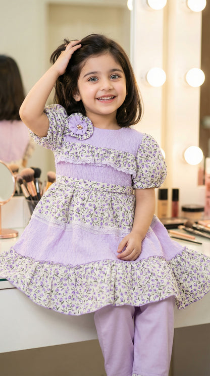 Lilac Meadow Tiered Imported Chiffon Frock