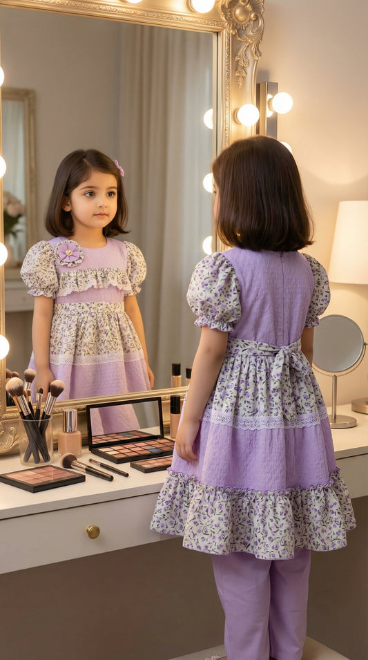 Lilac Meadow Tiered Imported Chiffon Frock