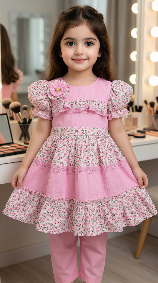 Flora Whisper Tiered Chiffon Ensemble Frock