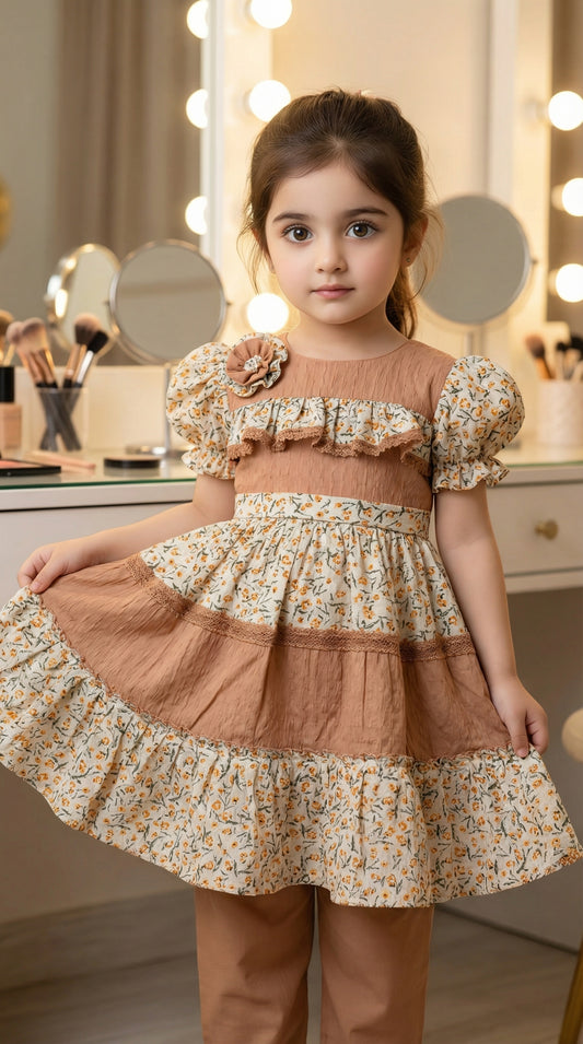 Petals & Pleats Tiered Chiffon Frock