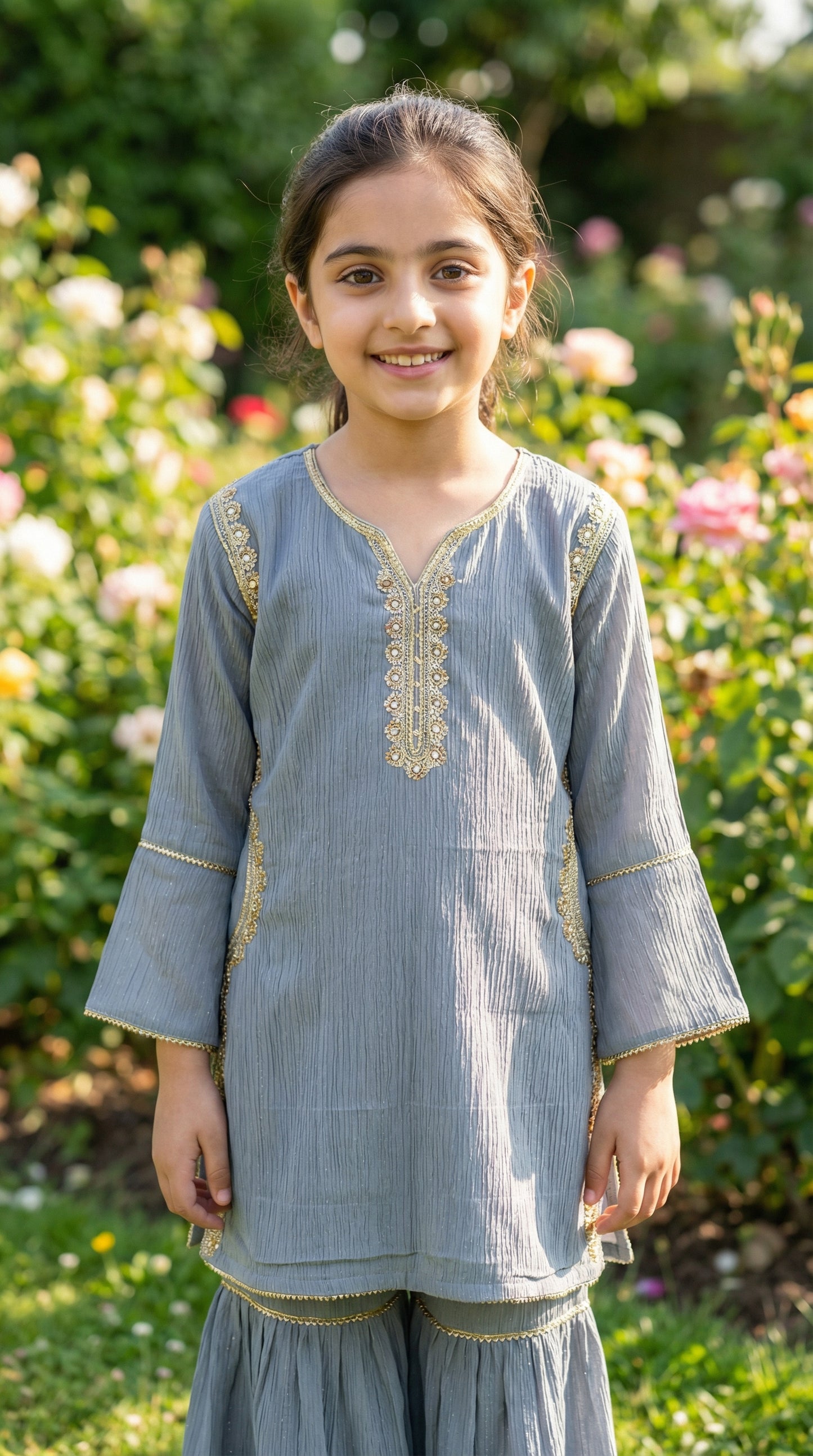 Vintage Meadow Tiered Crinkle Chiffon Ensemble Suit