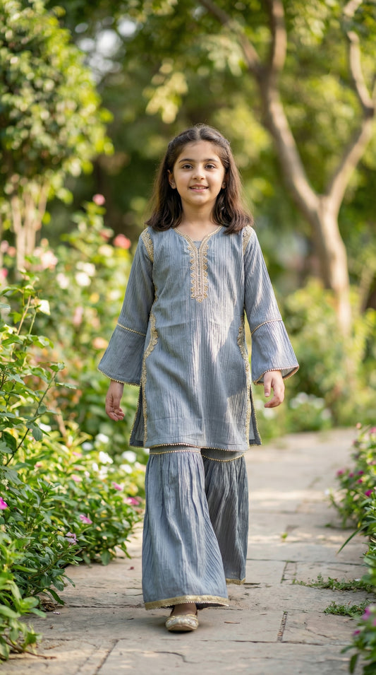 Vintage Meadow Tiered Crinkle Chiffon Ensemble Suit