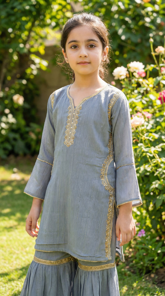 Vintage Meadow Tiered Crinkle Chiffon Ensemble Suit