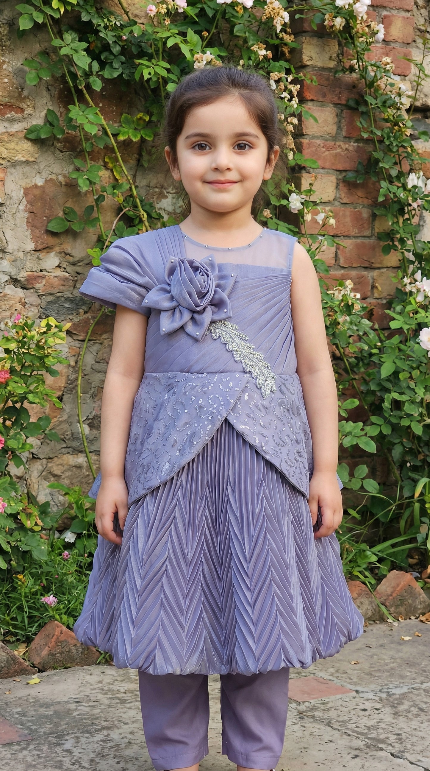 Graceful Bloom Tiered Cotton Chiffon Frock