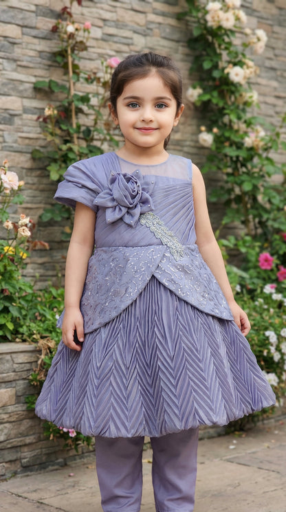 Graceful Bloom Tiered Cotton Chiffon Frock