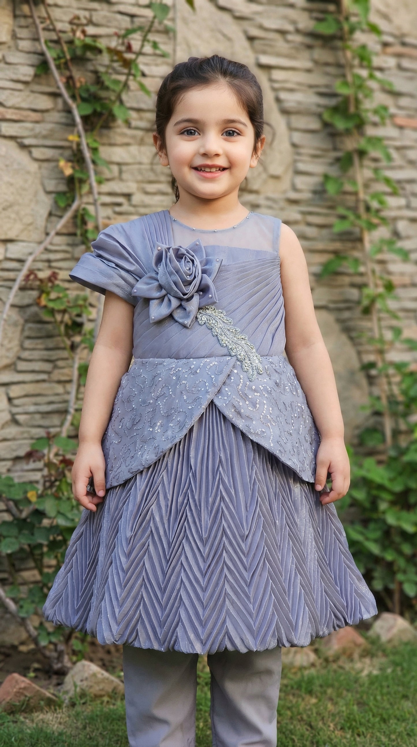 Graceful Bloom Tiered Cotton Chiffon Frock