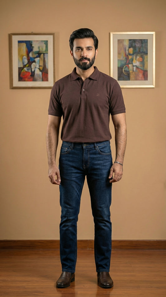 Premium Dark Brown Bio-Polished Pique Polo