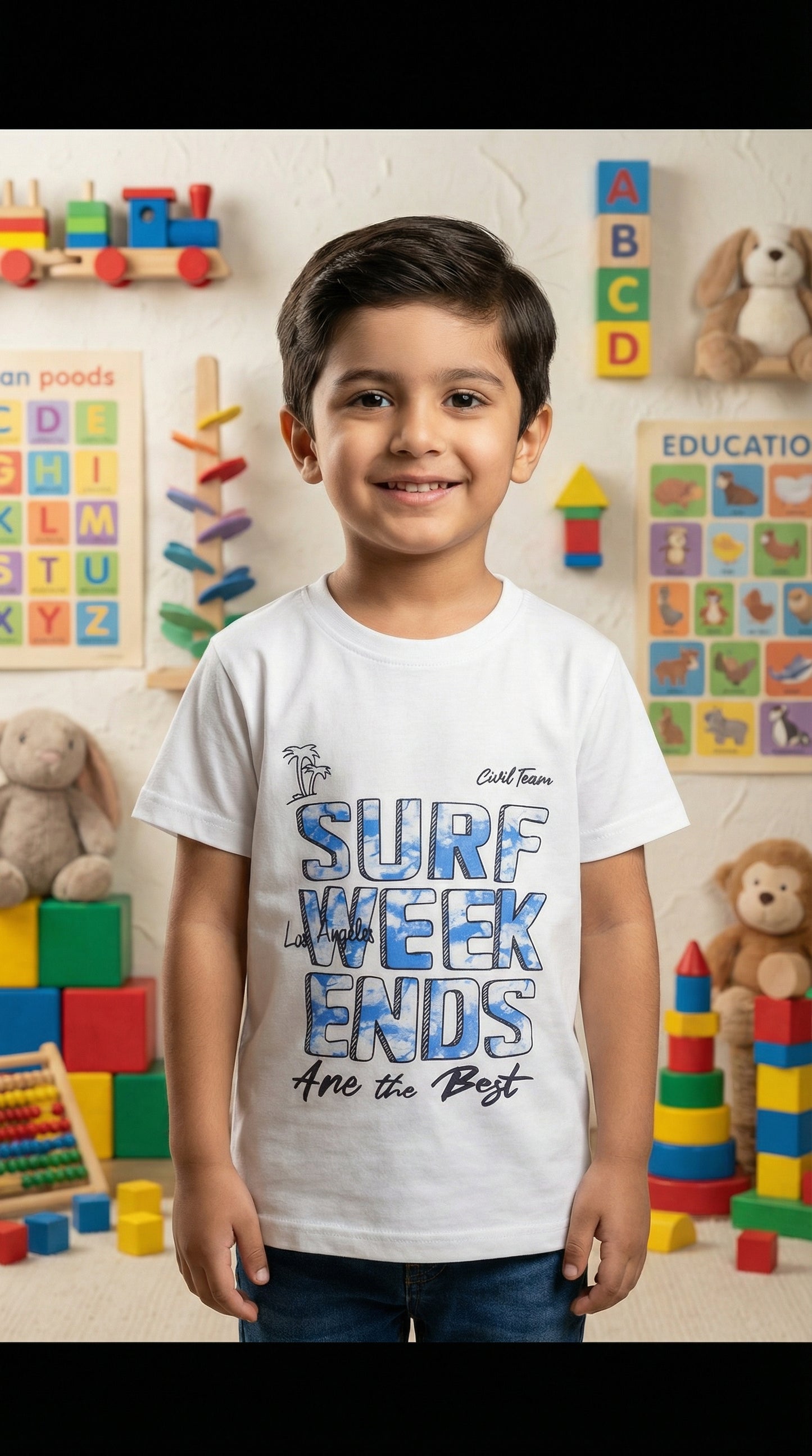 Boys Premium "Paradise & Surf" Graphic Tee – Soft Cotton Blend