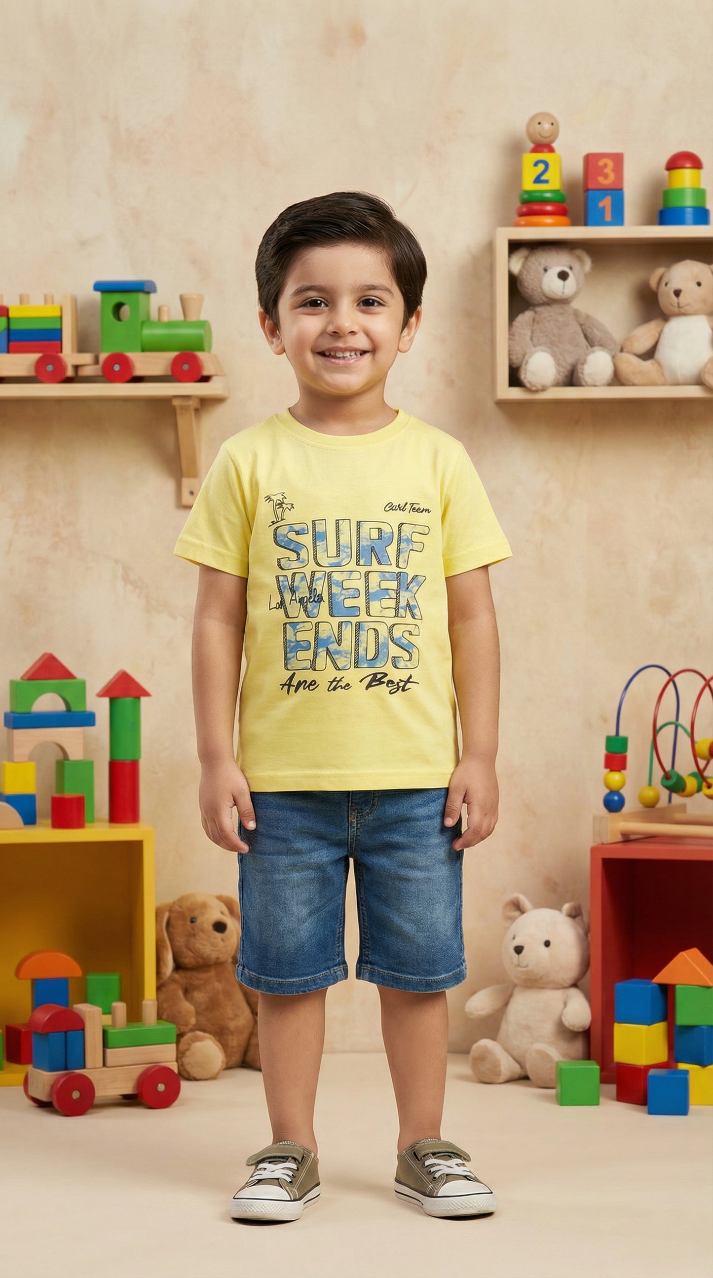 Junior Boys Premium "Venice Beach & Surf" Graphic Tees – Soft Cotton Blend