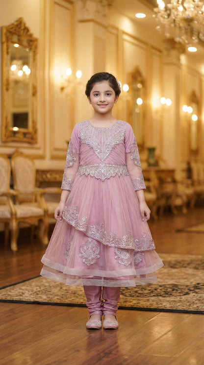 Blossom Rose Embroidered Tiered Frock