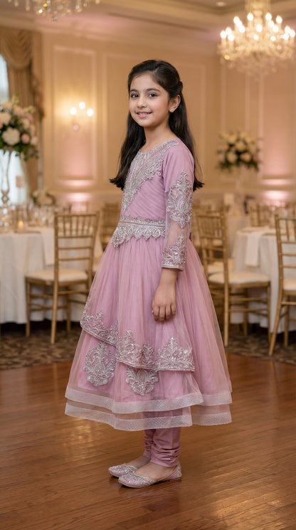 Blossom Rose Embroidered Tiered Frock