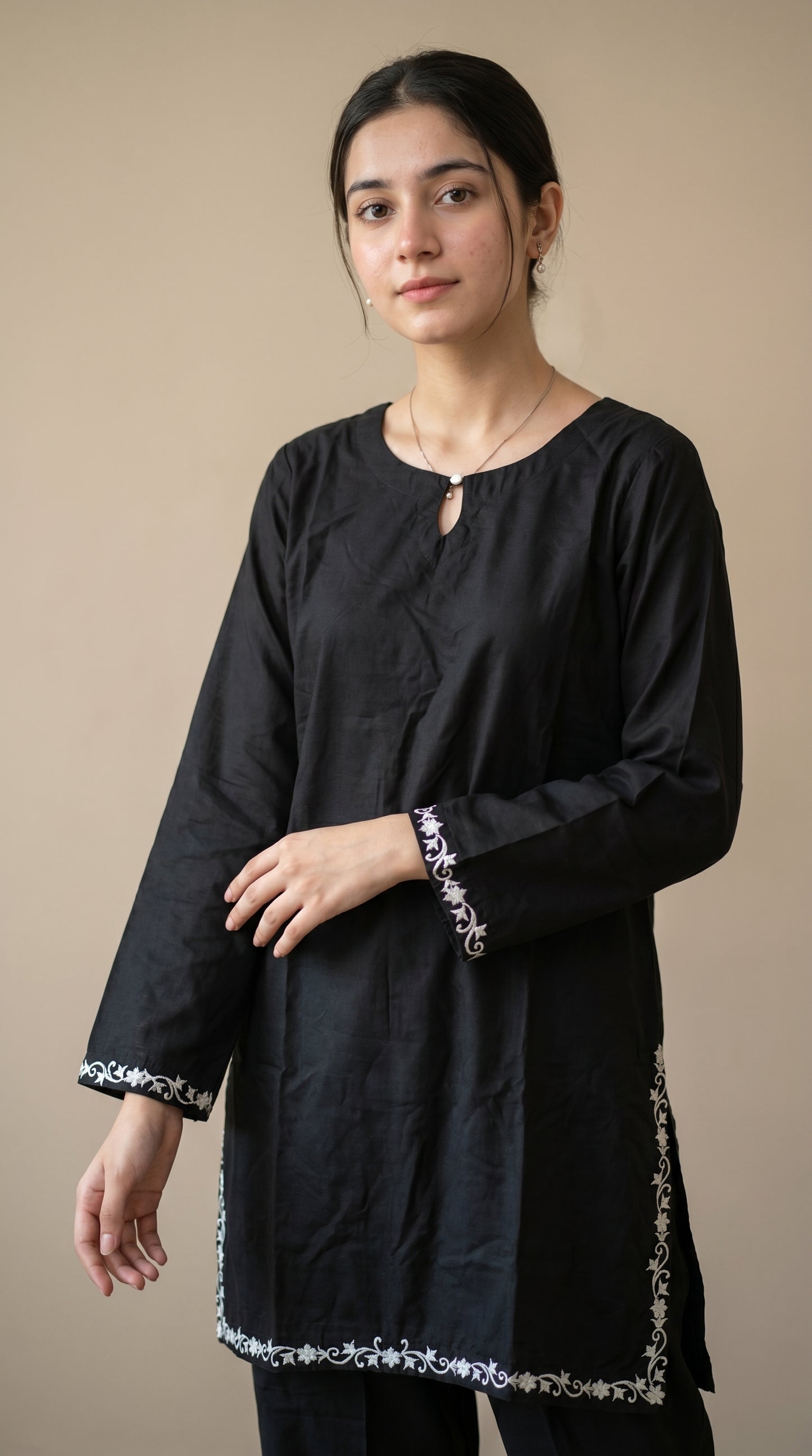 Minimalist Elegance: Black Designer 2-Piece Cotton Suit