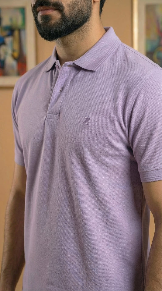 Lavender Men's Slim-Fit Polo Shirt – Premium Cotton