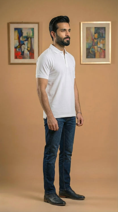 White Bio-Polished Soft Pique Polo