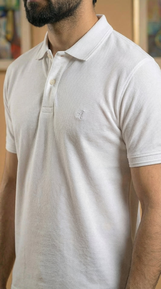 White Bio-Polished Soft Pique Polo